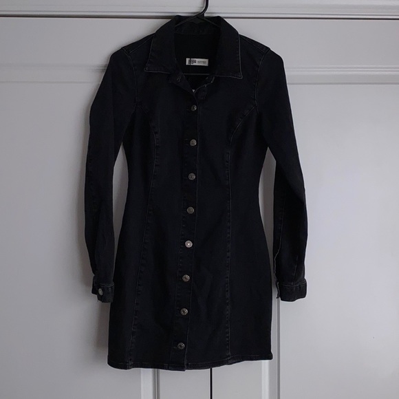Zara Dresses Zara Denim Buttondown Black Dress Poshmark